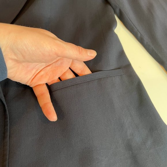 Theory 'Bastian Malaya' Navy Double Breasted Blazer draped - 6 - Picture 5 of 11